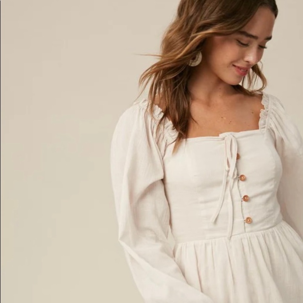 Cream Button Down Dress